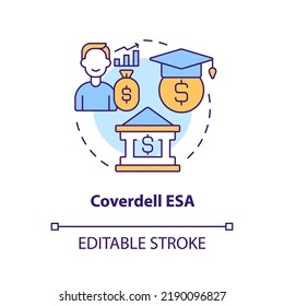 Coverdell ESA concept icon. Open account. Account type for college savings abstract idea thin line illustration. Isolated outline drawing. Editable stroke. Arial, Myriad Pro-Bold fonts used