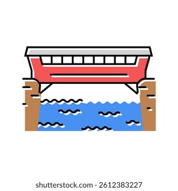 covered bridge color icon vector. covered bridge sign. isolated symbol illustration