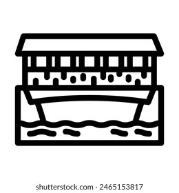 covered bridge line icon vector. covered bridge sign. isolated contour symbol black illustration