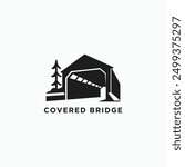 Covered bridge logo. Vector illustration isolated object on white background.