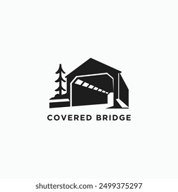 Covered bridge logo. Vector illustration isolated object on white background.