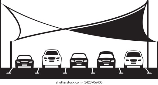 Covered car parking shed - vector illustration