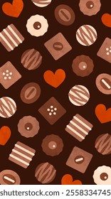 A covered chocolate design. Valentine's day background material.