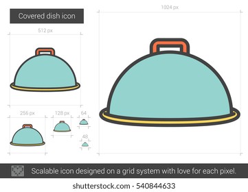 Covered dish vector line icon isolated on white background. Covered dish line icon for infographic, website or app. Scalable icon designed on a grid system.