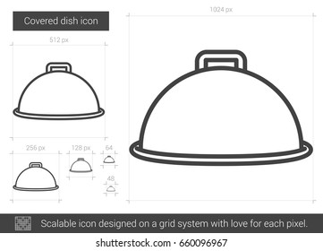 Covered dish vector line icon isolated on white background. Covered dish line icon for infographic, website or app. Scalable icon designed on a grid system.