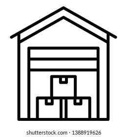 Covered export warehouse icon. Outline covered export warehouse vector icon for web design isolated on white background