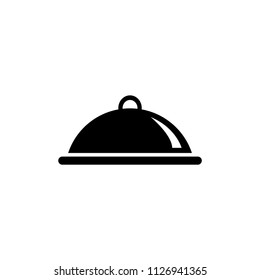 Covered Food, Meal Tray. Flat Vector Icon illustration. Simple black symbol on white background. Covered Food, Meal Tray sign design template for web and mobile UI element