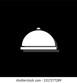 Covered Food. White flat simple icon with shadow