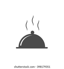 Covered hot plate. Vector icon grey
