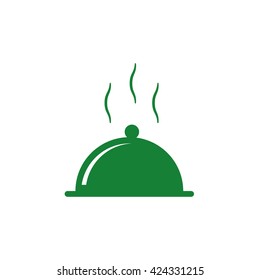 Covered hot plate. Vector icon green
