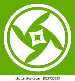 Covered objective icon white isolated on green background. Vector illustration