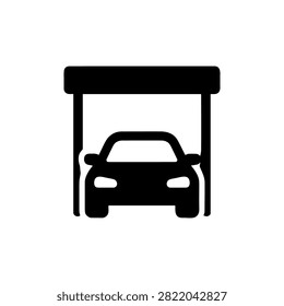 Covered Parking Garage Solid Icon for Indoor Vehicle Storage Facility