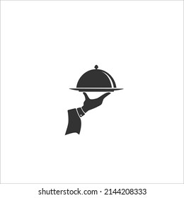 Covered plate icon flat sign. Vector illustration