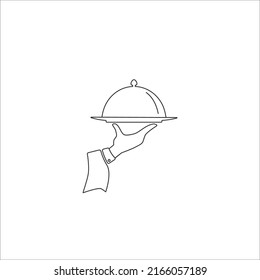 Covered plate line icon. Vector illustration flat sign