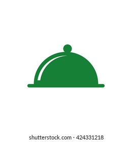 Covered plate. Vector icon green
