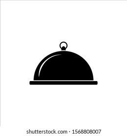 covered serving plate. hot food icon logo