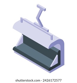 Covered ski lift bench icon isometric vector. Winter cable. Resort skier