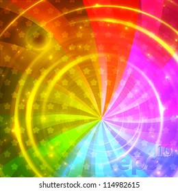 Covered with stars abstract swirl vector background made of rainbow colored twirls, eps10 vector