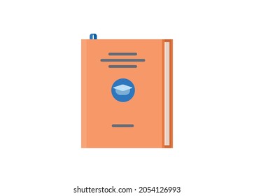 Covered thesis book. Simple flat illustration