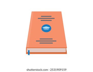 Covered thesis book. Simple flat illustration in perspective view.