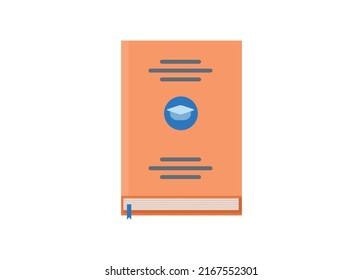 Covered thesis book. Top view. Simple flat illustration