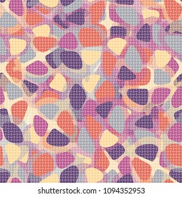 Covered with a transparent network of abstract seamless camouflage. A fashionable hodgepodge of color.