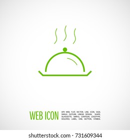 Covered with a tray of food line vector icon