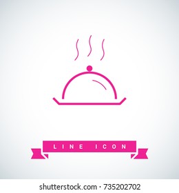 Covered with a tray of food line vector icon