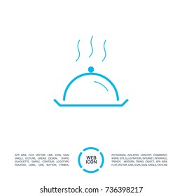 Covered with a tray of food line vector icon