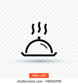 Covered with a tray of food line vector icon