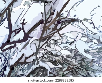 Covered trees - winter motifs for backgrounds or textures. Winter landscape in gray tonality for interior solutions, posters,  wallpaper, textiles, business concepts, fashion trends, covers, etc.