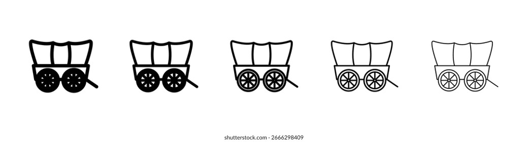 Logotipo de icono de vagón cubierto en líneas de trazo colección