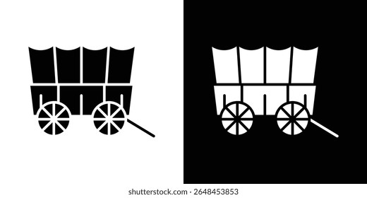 Covered wagon icon symbol collection. Flat vector stock illustration.