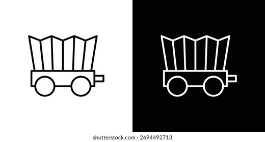 Ícone do vagão coberto para o logótipo do modelo, desenhos vetoriais.