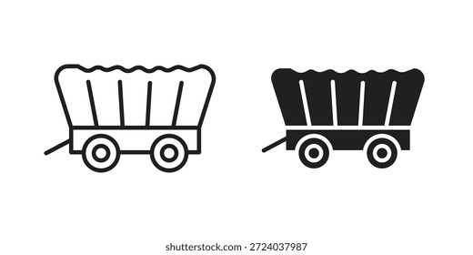 Ícones do vagão coberto, Vetor de linha. conjunto de símbolos sólidos
