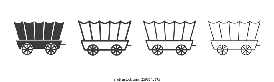 Covered wagon line icon vector illustration set.