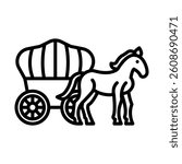 Covered Wagon Vector Line Icon Design