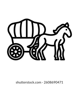 Covered Wagon Vector Line Icon Design