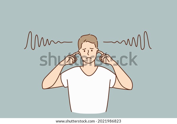 Covering Ears Silence Concept Young Sad Stock Vector (Royalty Free ...