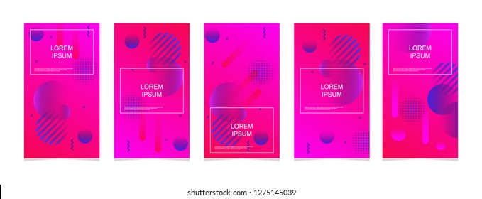 Covering pages, flyers, brochures template set, bright, trendy geometrical shapes, gradients and liquid shapes. Eps 10. 