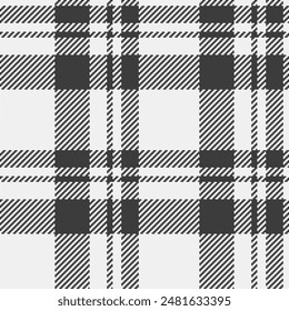 Covering seamless texture check, skirt textile background fabric. Layered vector tartan pattern plaid in white and grey colors palette.