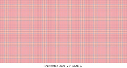 Covering tartan check textile, expensive fabric vector seamless. Trendy pattern background plaid texture in red and light colors palette.