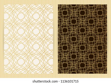 Covers with abstract golden pattern. Vector backgrounds for restaurant menu, flyer, business card, brochure, book, banner, etc.