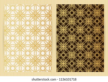 Covers with abstract golden pattern. Vector backgrounds for restaurant menu, flyer, business card, brochure, book, banner, etc.