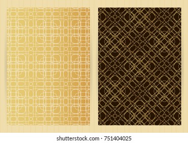 Covers with abstract golden pattern. Vector backgrounds for restaurant menu, flyer, business card, brochure, book, banner, etc.