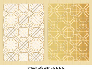 Covers with abstract golden pattern. Vector backgrounds for restaurant menu, flyer, business card, brochure, book, banner, etc.
