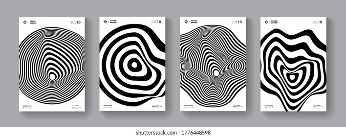 Covers with abstract minichrome shape. Mimimal geometric poster.s set 