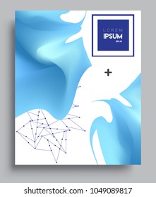 Covers background with liquid color, arrangement of abstract lines and style graphic geometric elements. Applicable for placards, brochures, posters, covers and banners. Vector illustrations.