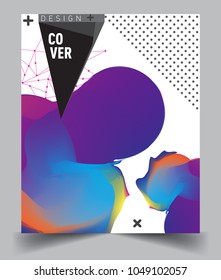 Covers background with liquid color, arrangement of abstract lines and style graphic geometric elements. Applicable for placards, brochures, posters, covers and banners. Vector illustrations.