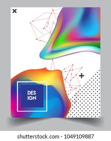 Covers background with liquid color, arrangement of abstract lines and style graphic geometric elements. Applicable for placards, brochures, posters, covers and banners. Vector illustrations.